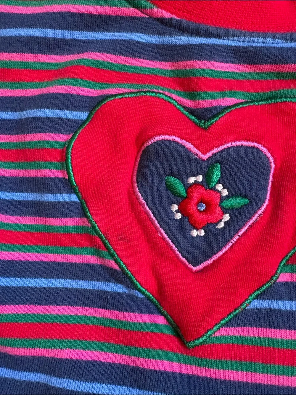 Vintage 90s Rainbow Gymboree Striped Heart Floral Dress Size Large